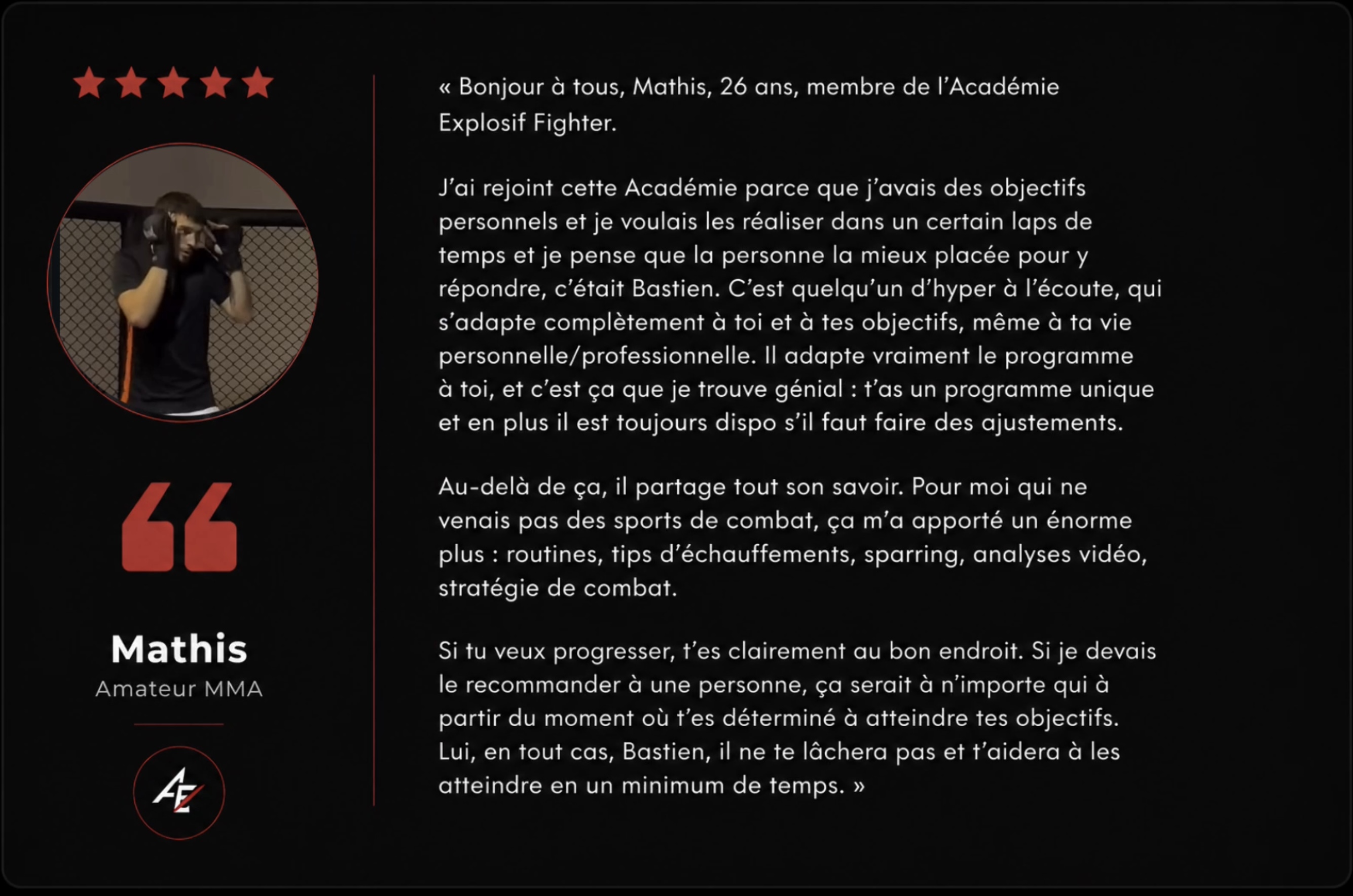 Avis membre 4 de l’Académie Explosif Fighter